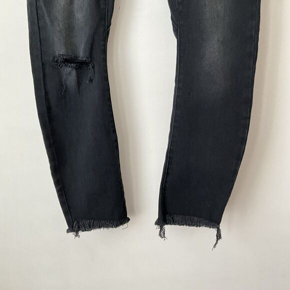 One X One Teaspoon Low Waist Bow Shaped Tapered Leg Jeans Curved Hem Black 32 - Picture 8 of 11